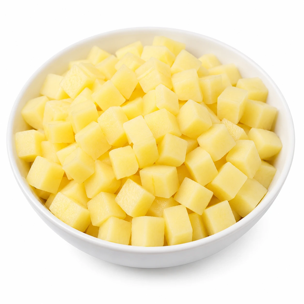 Fresh diced potato cubes ready to cook, hygienically peeled, washed, and packed for everyday cooking