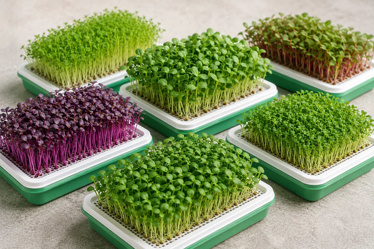 Fresh hydroponic microgreens in trays, ready for delivery in Delhi NCR