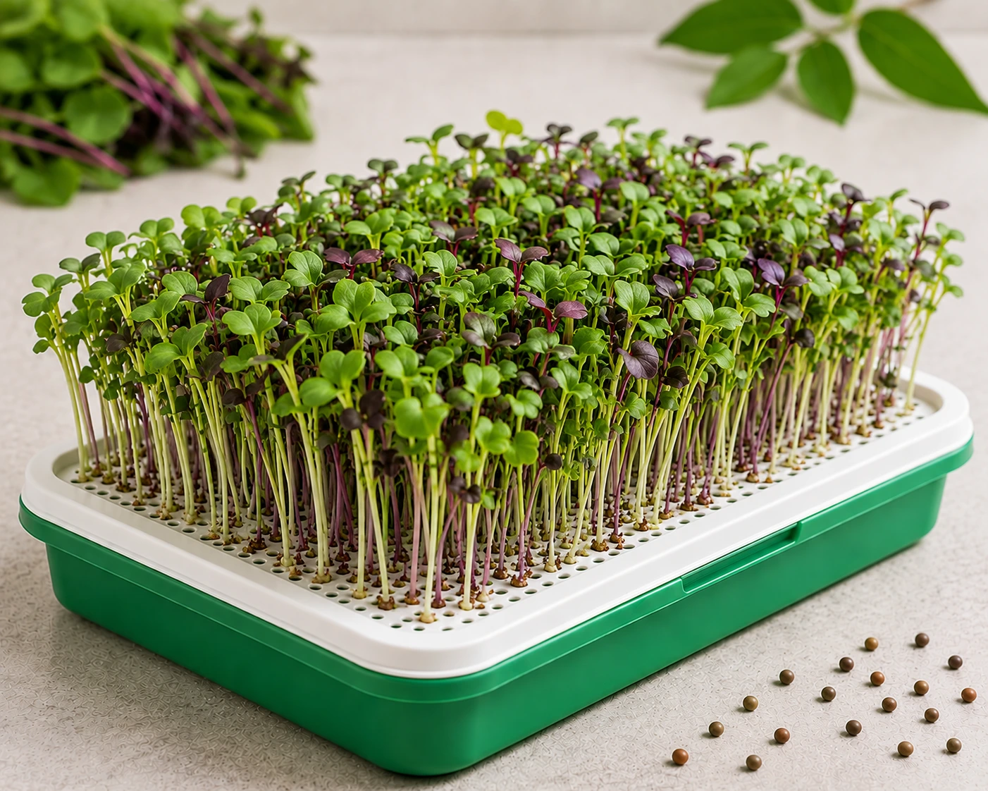 Fresh mixed microgreens salad tray