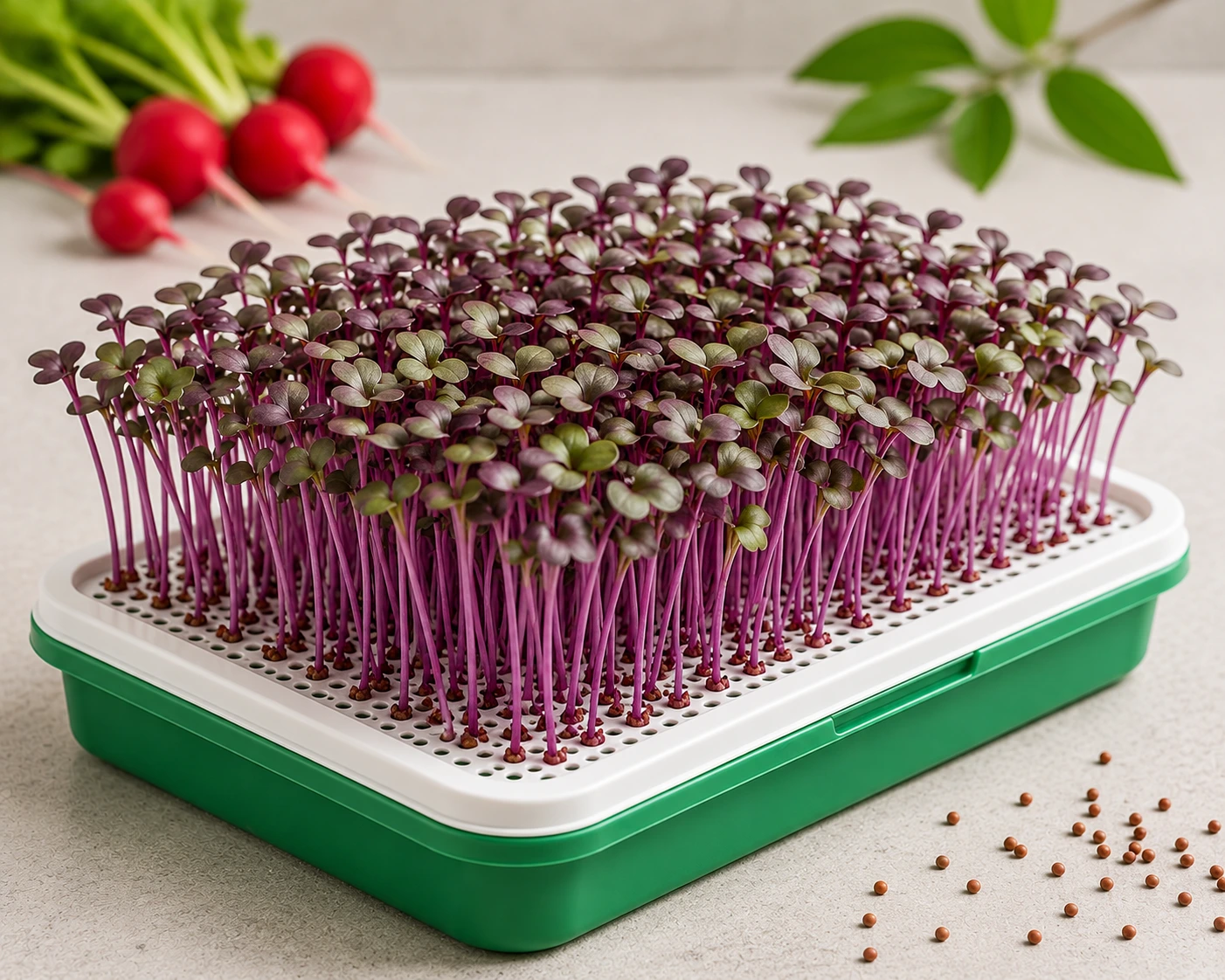 Fresh radish microgreens tray