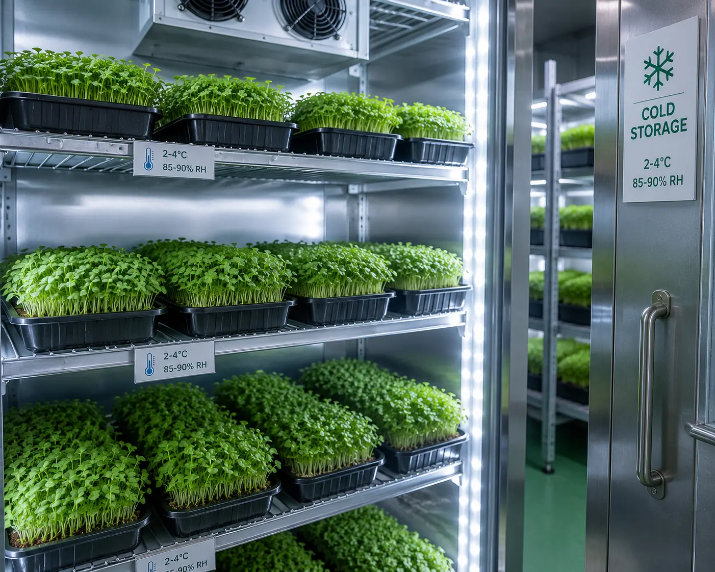 Cold storage for microgreens